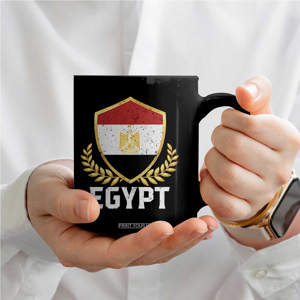 Egypt Coat of Arms Gold Shield Crest Coffee Mug Patriotic Egyptian Flag Heritage Pride TS02 Print Your Wear