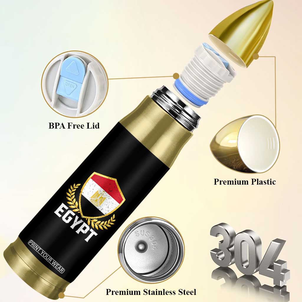 Egypt Coat of Arms Gold Shield Crest Bullet Tumbler Patriotic Egyptian Flag Heritage Pride TS02 Print Your Wear