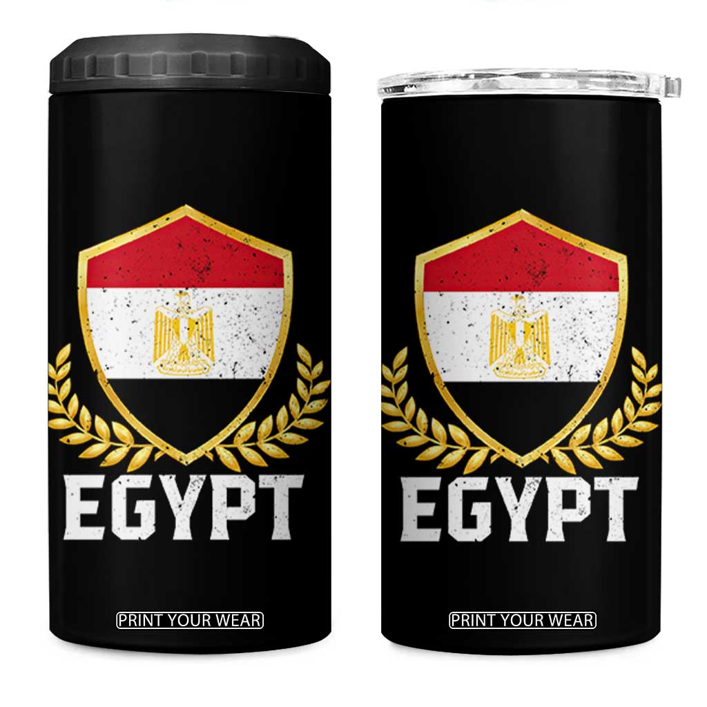 Egypt Coat of Arms Gold Shield Crest 4 in 1 Can Cooler Tumbler Patriotic Egyptian Flag Heritage Pride TS02 One Size: 16 oz Black Print Your Wear