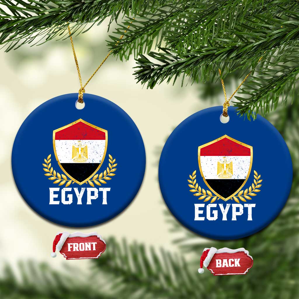 Egypt Coat of Arms Gold Shield Crest Ceramic Ornament Patriotic Egyptian Flag Heritage Pride TS02 1pc Blue Print Your Wear