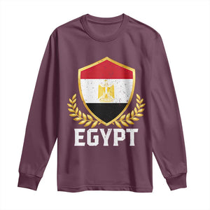 Egypt Coat of Arms Gold Shield Crest Long Sleeve Shirt Patriotic Egyptian Flag Heritage Pride TS02 Maroon Print Your Wear