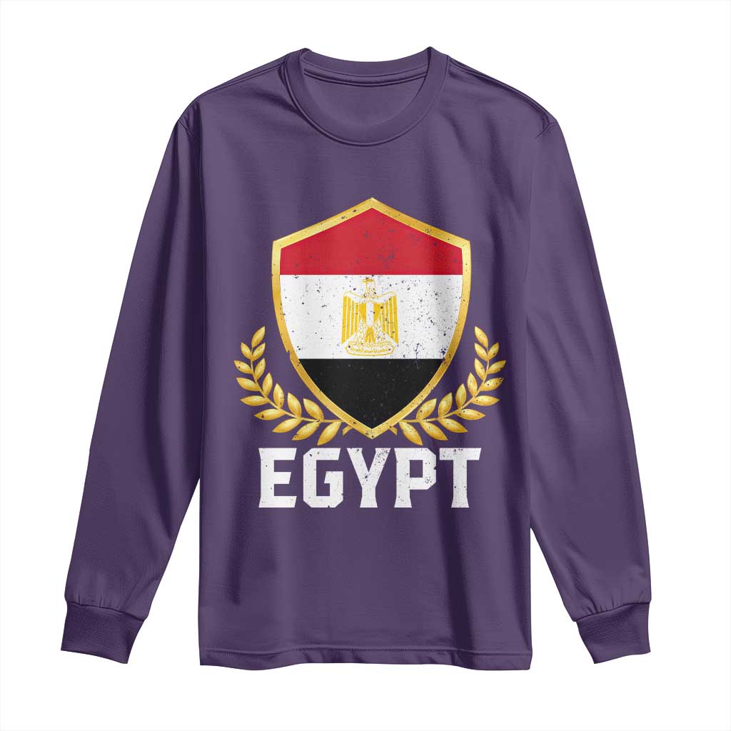 Egypt Coat of Arms Gold Shield Crest Long Sleeve Shirt Patriotic Egyptian Flag Heritage Pride TS02 Purple Print Your Wear