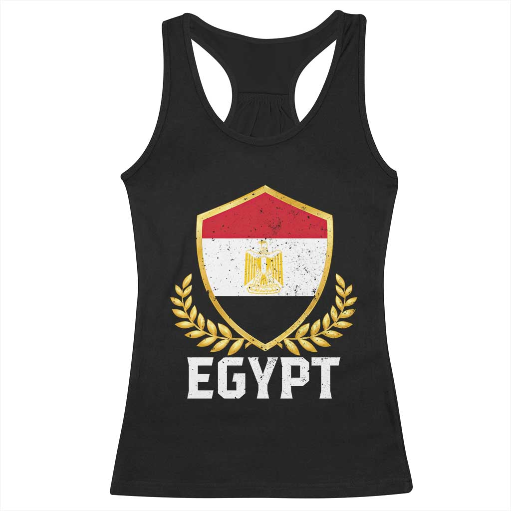 Egypt Coat of Arms Gold Shield Crest Racerback Tank Top Patriotic Egyptian Flag Heritage Pride TS02 Black Print Your Wear