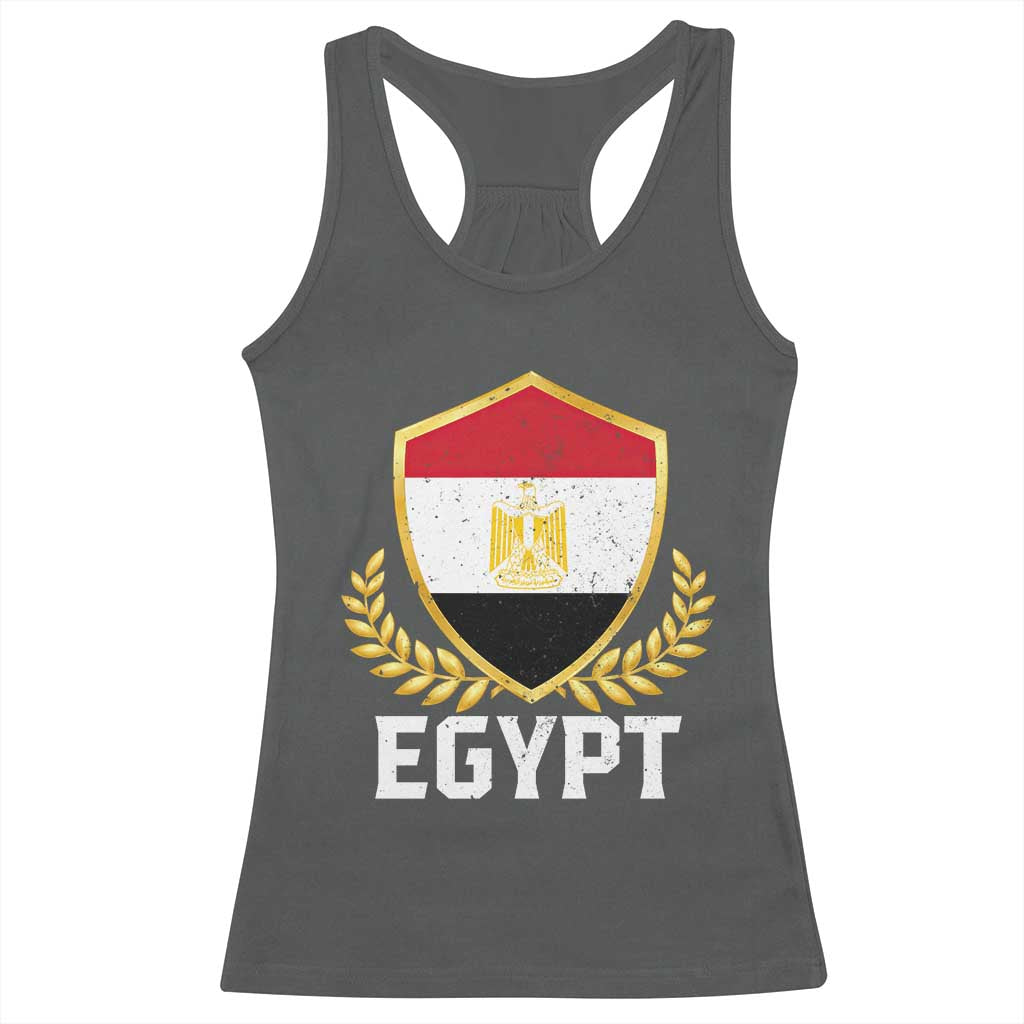 Egypt Coat of Arms Gold Shield Crest Racerback Tank Top Patriotic Egyptian Flag Heritage Pride TS02 Dark Heather Print Your Wear