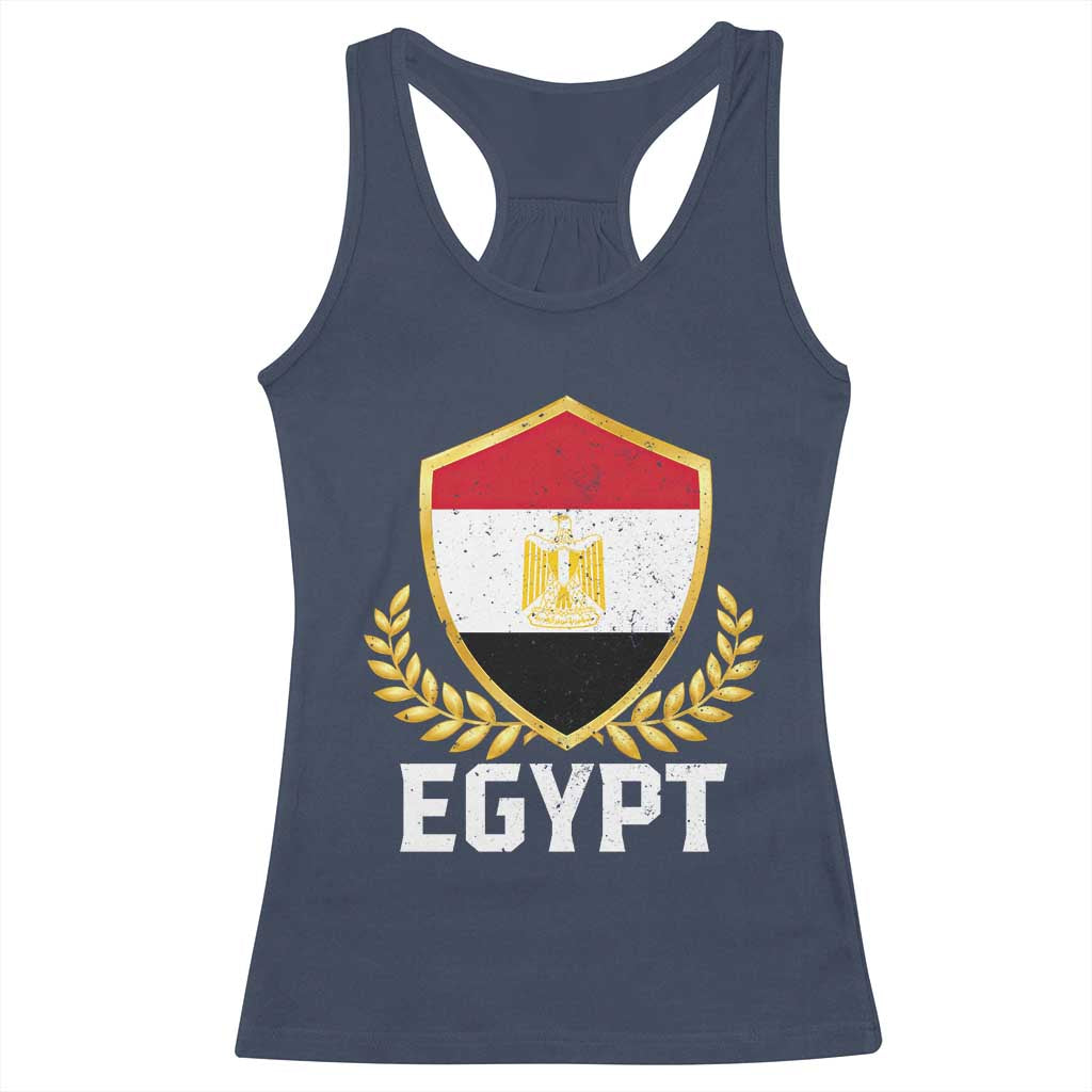 Egypt Coat of Arms Gold Shield Crest Racerback Tank Top Patriotic Egyptian Flag Heritage Pride TS02 Navy Print Your Wear