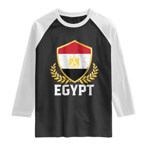 Egypt Coat of Arms Gold Shield Crest Raglan Shirt Patriotic Egyptian Flag Heritage Pride TS02 Black White Print Your Wear