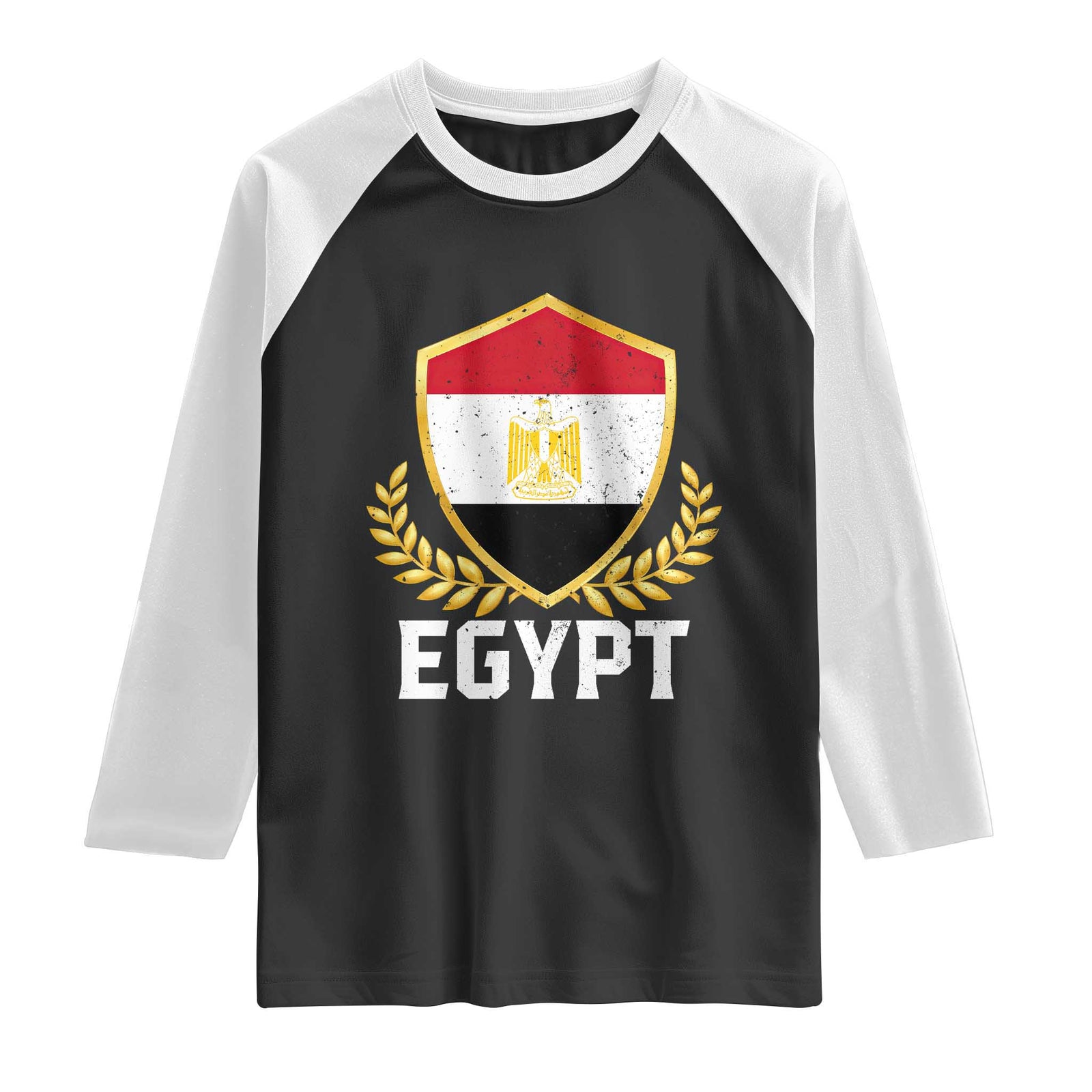Egypt Coat of Arms Gold Shield Crest Raglan Shirt Patriotic Egyptian Flag Heritage Pride TS02 Black White Print Your Wear