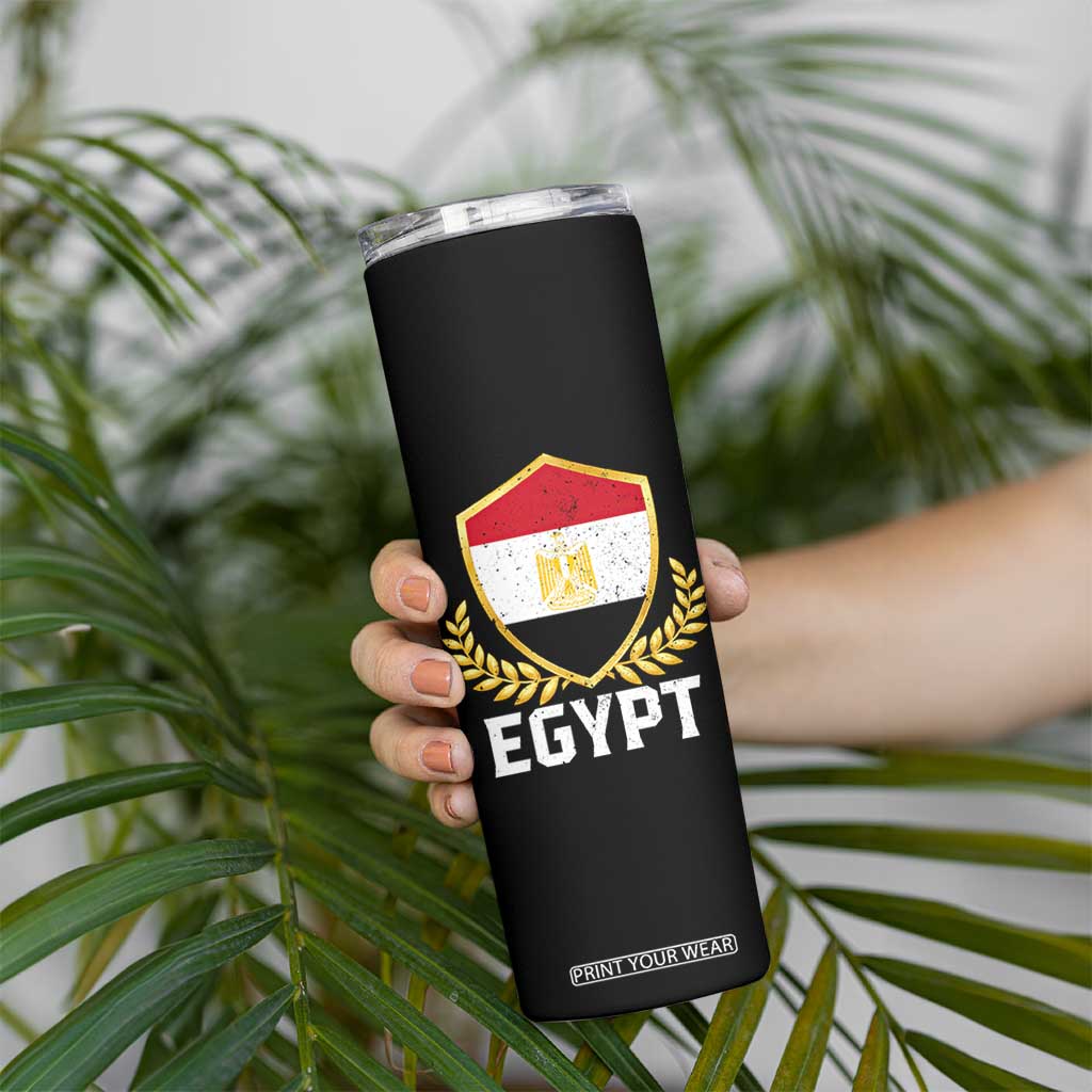 Egypt Coat of Arms Gold Shield Crest Skinny Tumbler Patriotic Egyptian Flag Heritage Pride TS02 Print Your Wear