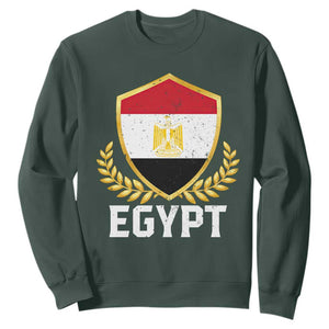 Egypt Coat of Arms Gold Shield Crest Sweatshirt Patriotic Egyptian Flag Heritage Pride TS02 Dark Forest Green Print Your Wear