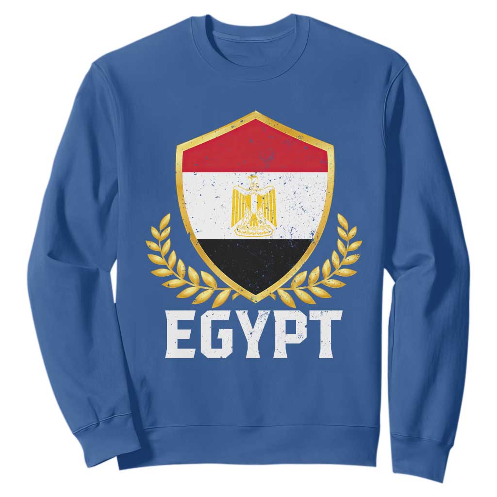 Egypt Coat of Arms Gold Shield Crest Sweatshirt Patriotic Egyptian Flag Heritage Pride TS02 Royal Blue Print Your Wear