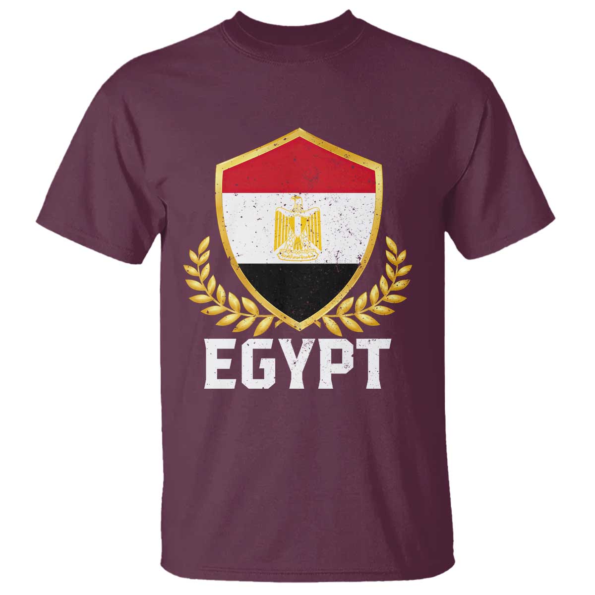 Egypt Coat of Arms Gold Shield Crest T Shirt Patriotic Egyptian Flag Heritage Pride TS02 Maroon Print Your Wear