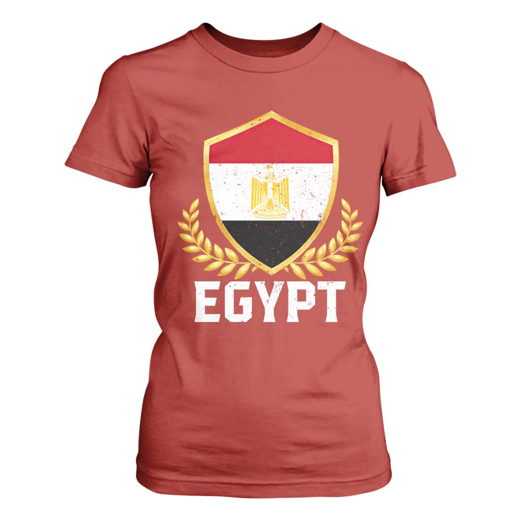 Egypt Coat of Arms Gold Shield Crest T Shirt For Women Patriotic Egyptian Flag Heritage Pride TS02 Red Print Your Wear