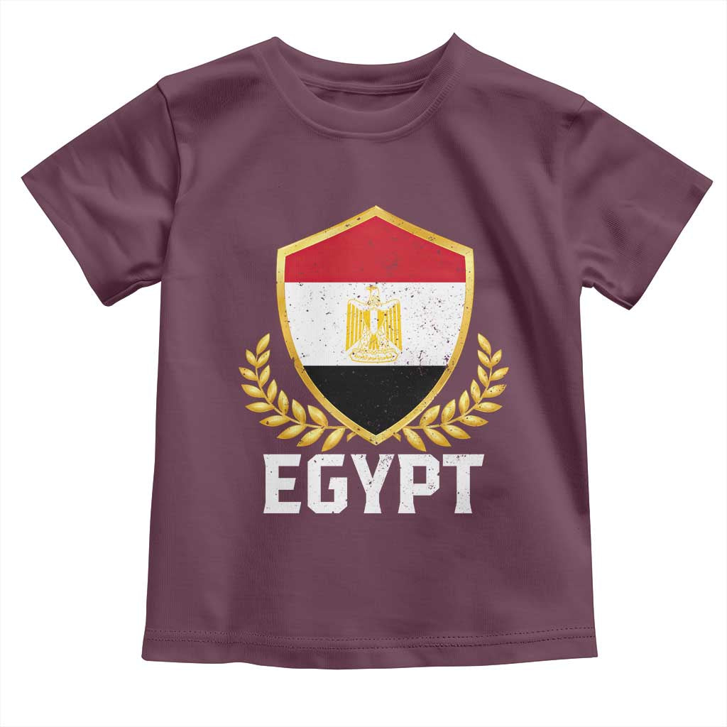 Egypt Coat of Arms Gold Shield Crest Toddler T Shirt Patriotic Egyptian Flag Heritage Pride TS02 Maroon Print Your Wear