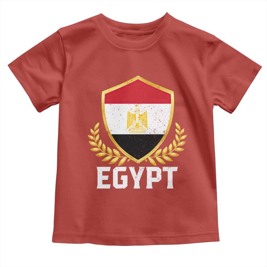 Egypt Coat of Arms Gold Shield Crest Toddler T Shirt Patriotic Egyptian Flag Heritage Pride TS02 Red Print Your Wear