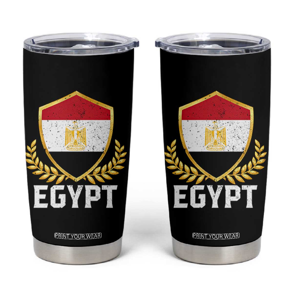 Egypt Coat of Arms Gold Shield Crest Tumbler Cup Patriotic Egyptian Flag Heritage Pride TS02 Black Print Your Wear
