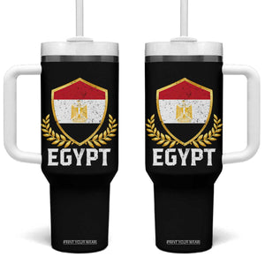 Egypt Coat of Arms Gold Shield Crest Tumbler With Handle Patriotic Egyptian Flag Heritage Pride TS02 One Size: 40 oz Black Print Your Wear
