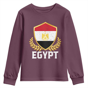 Egypt Coat of Arms Gold Shield Crest Youth Sweatshirt Patriotic Egyptian Flag Heritage Pride TS02 Maroon Print Your Wear