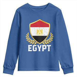 Egypt Coat of Arms Gold Shield Crest Youth Sweatshirt Patriotic Egyptian Flag Heritage Pride TS02 Royal Blue Print Your Wear