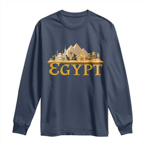 Ancient Egypt Pyramids Sphinx Graphic Long Sleeve Shirt Vintage Egypt Anubis History Buff Travel Souvenir TS02 Navy Print Your Wear
