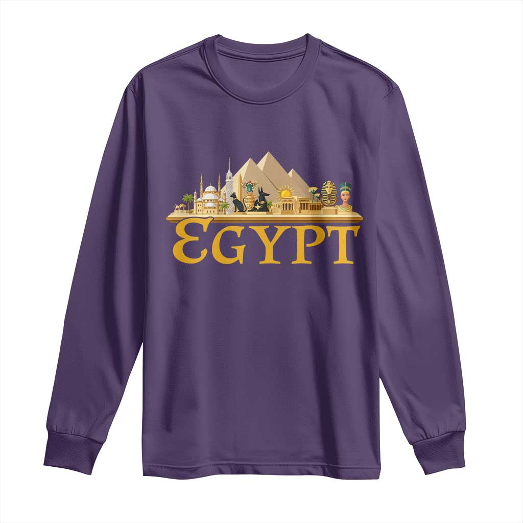 Ancient Egypt Pyramids Sphinx Graphic Long Sleeve Shirt Vintage Egypt Anubis History Buff Travel Souvenir TS02 Purple Print Your Wear
