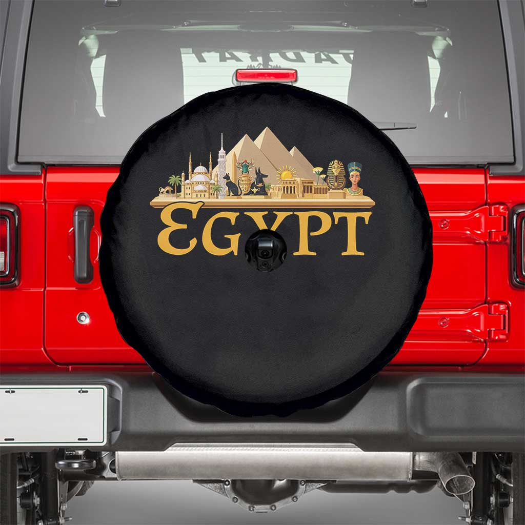 Ancient Egypt Pyramids Sphinx Graphic Spare Tire Cover Vintage Egypt Anubis History Buff Travel Souvenir TS02 Black Print Your Wear