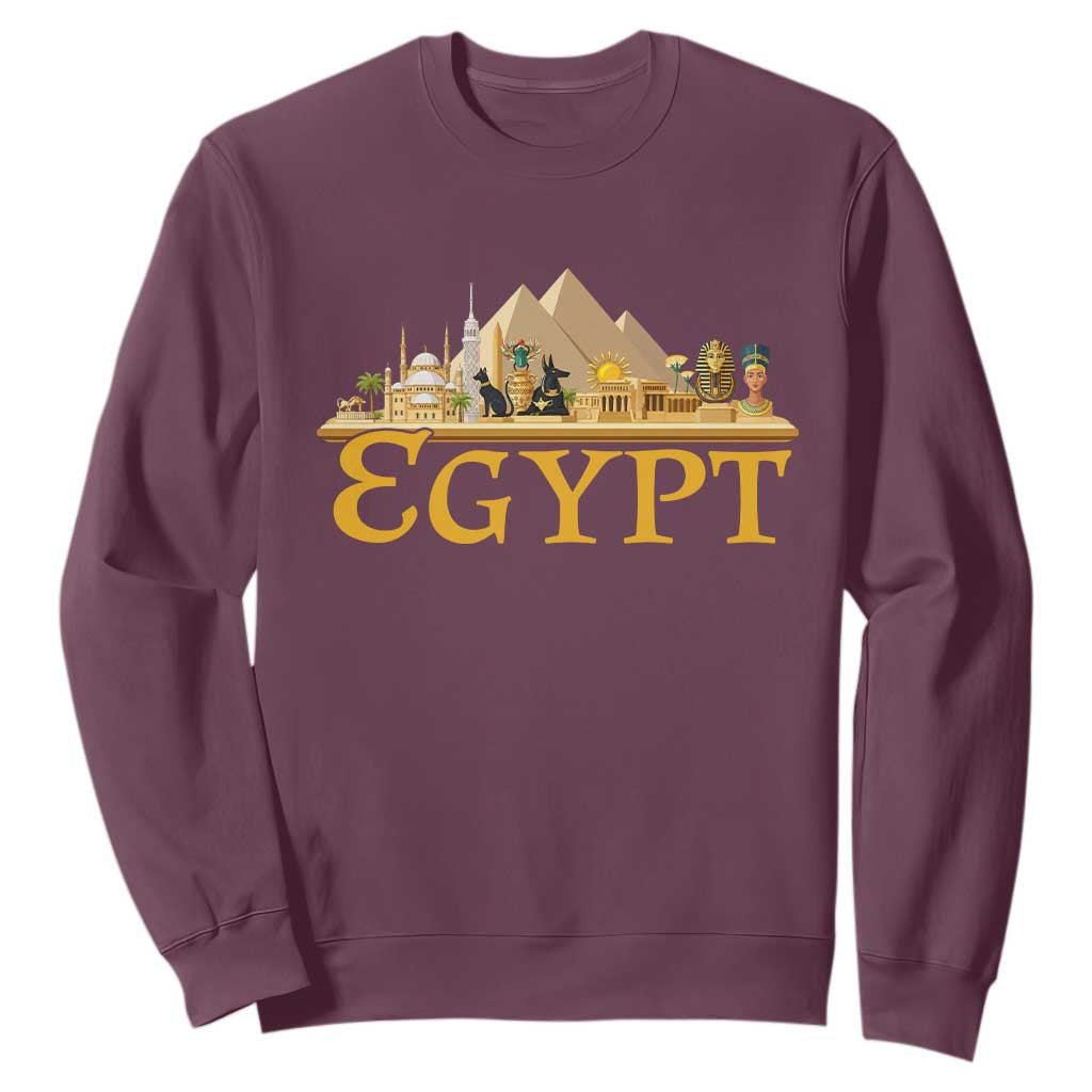 Ancient Egypt Pyramids Sphinx Graphic Sweatshirt Vintage Egypt Anubis History Buff Travel Souvenir TS02 Maroon Print Your Wear