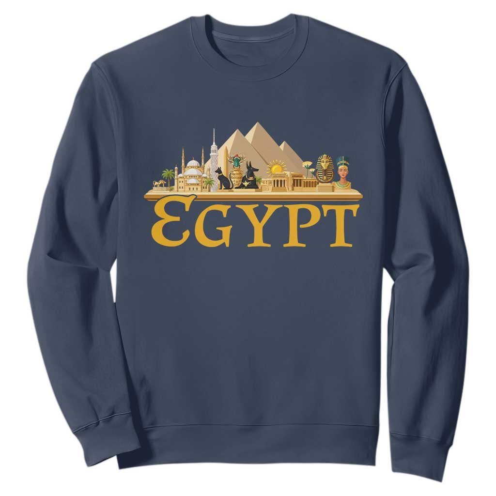 Ancient Egypt Pyramids Sphinx Graphic Sweatshirt Vintage Egypt Anubis History Buff Travel Souvenir TS02 Navy Print Your Wear