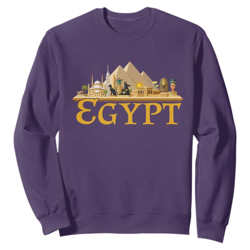 Ancient Egypt Pyramids Sphinx Graphic Sweatshirt Vintage Egypt Anubis History Buff Travel Souvenir TS02 Purple Print Your Wear