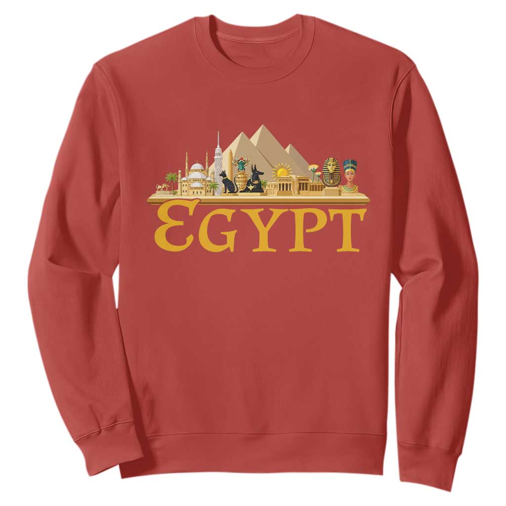 Ancient Egypt Pyramids Sphinx Graphic Sweatshirt Vintage Egypt Anubis History Buff Travel Souvenir TS02 Red Print Your Wear