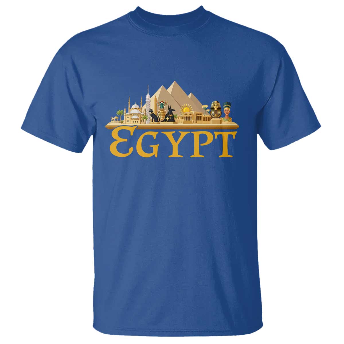 Ancient Egypt Pyramids Sphinx Graphic T Shirt Vintage Egypt Anubis History Buff Travel Souvenir TS02 Royal Blue Print Your Wear