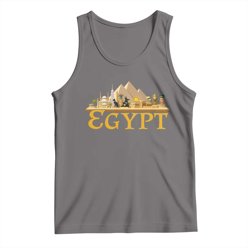 Ancient Egypt Pyramids Sphinx Graphic Tank Top Vintage Egypt Anubis History Buff Travel Souvenir TS02 Deep Heather Print Your Wear