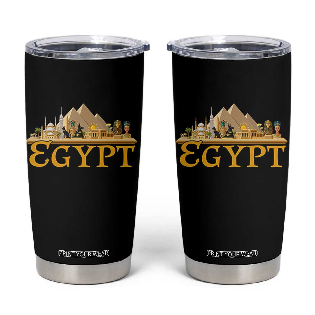 Ancient Egypt Pyramids Sphinx Graphic Tumbler Cup Vintage Egypt Anubis History Buff Travel Souvenir TS02 Black Print Your Wear