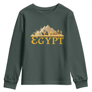 Ancient Egypt Pyramids Sphinx Graphic Youth Sweatshirt Vintage Egypt Anubis History Buff Travel Souvenir TS02 Dark Forest Green Print Your Wear