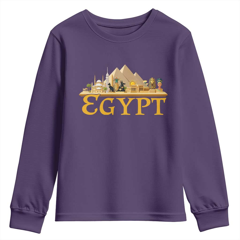 Ancient Egypt Pyramids Sphinx Graphic Youth Sweatshirt Vintage Egypt Anubis History Buff Travel Souvenir TS02 Purple Print Your Wear