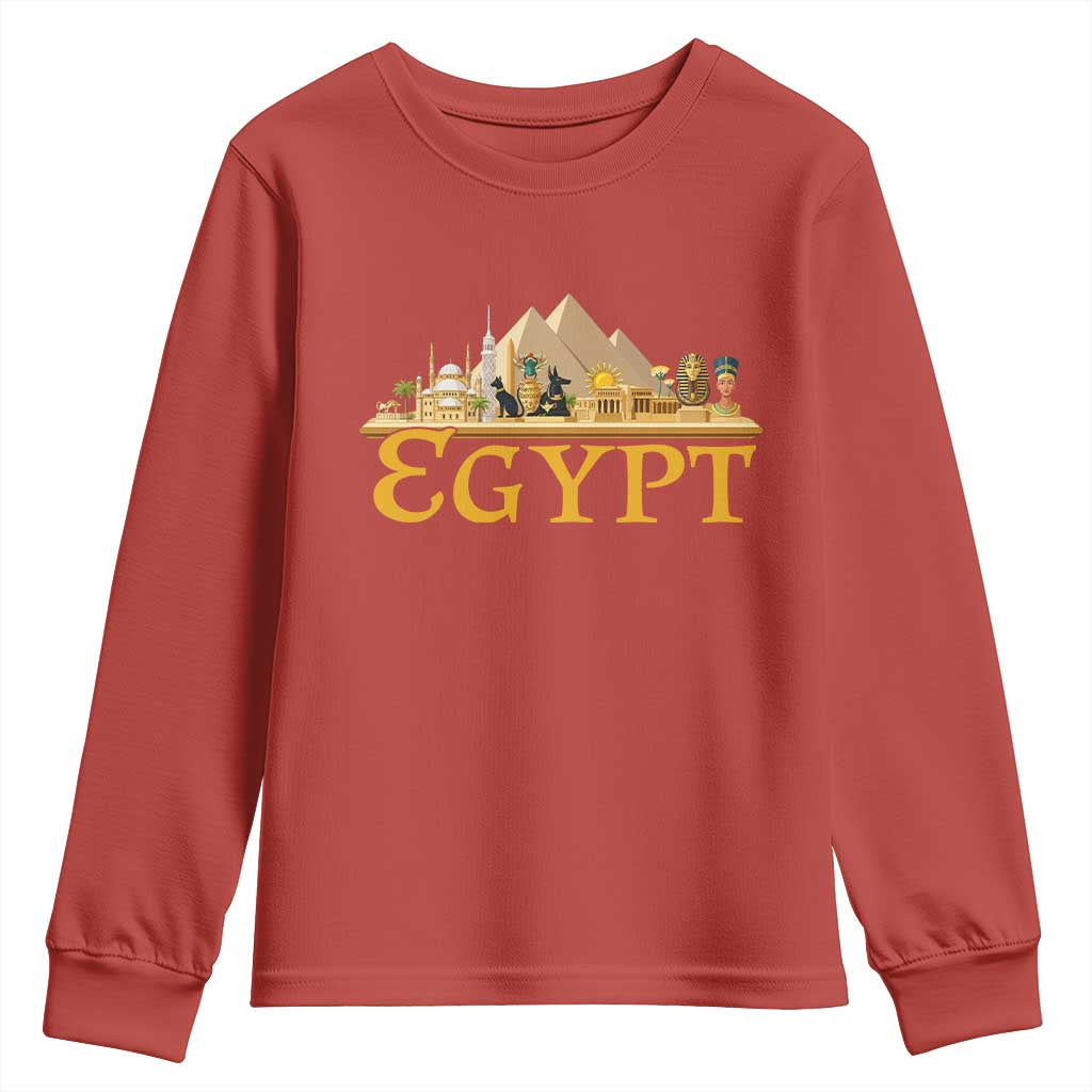 Ancient Egypt Pyramids Sphinx Graphic Youth Sweatshirt Vintage Egypt Anubis History Buff Travel Souvenir TS02 Red Print Your Wear