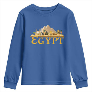 Ancient Egypt Pyramids Sphinx Graphic Youth Sweatshirt Vintage Egypt Anubis History Buff Travel Souvenir TS02 Royal Blue Print Your Wear