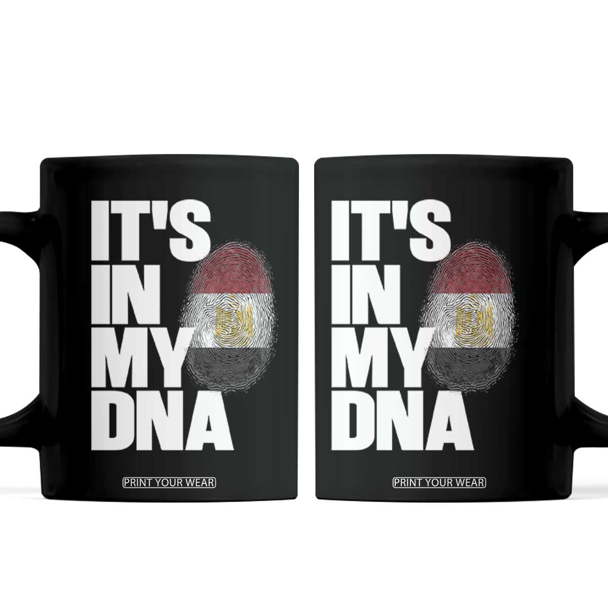 Egypt It's In My DNA Flag Fingerprint Graphic Coffee Mug Egyptian Heritage Pride Roots TS02 Black Print Your Wear