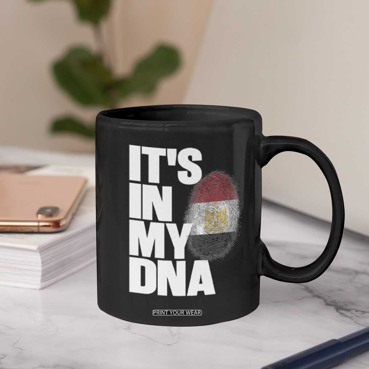 Egypt It's In My DNA Flag Fingerprint Graphic Coffee Mug Egyptian Heritage Pride Roots TS02 Print Your Wear