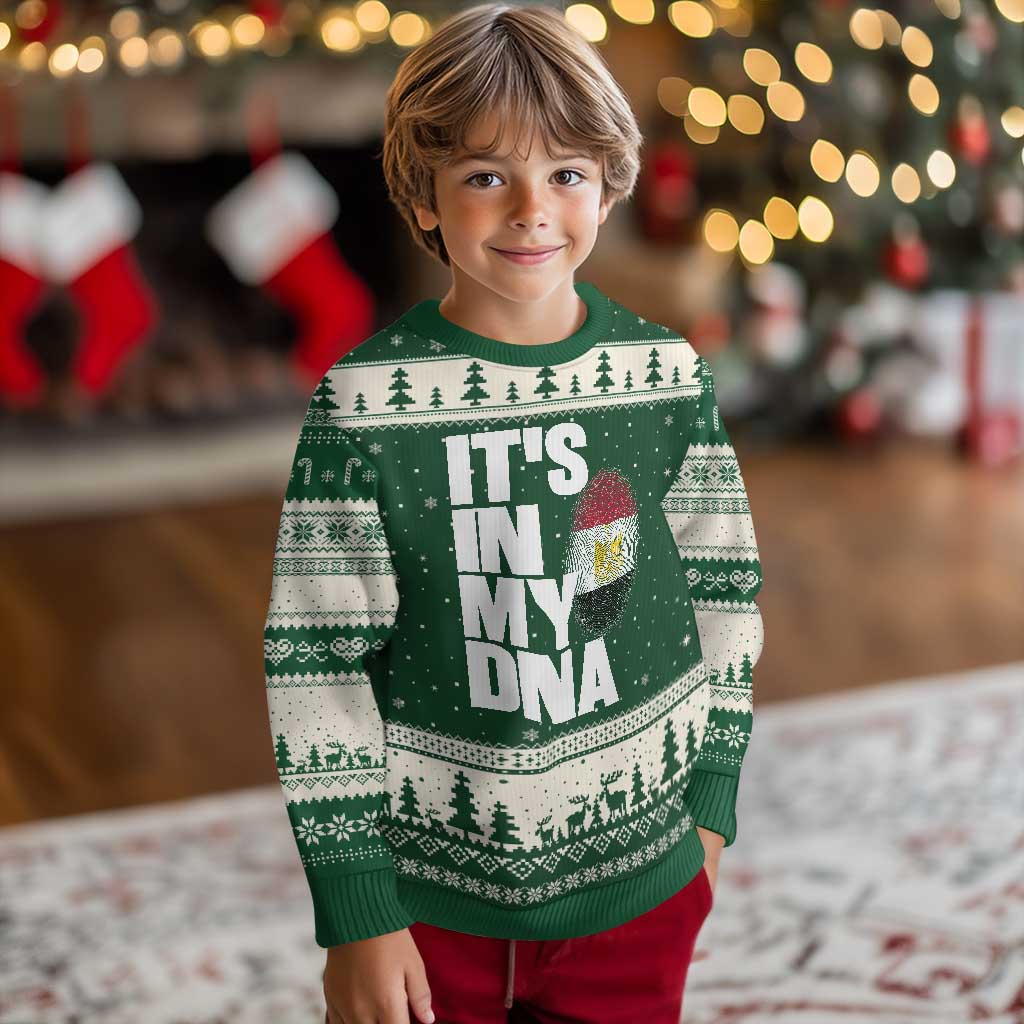 Egypt It's In My DNA Flag Fingerprint Graphic Ugly Christmas Sweater Egyptian Heritage Pride Roots TS02 Print Your Wear