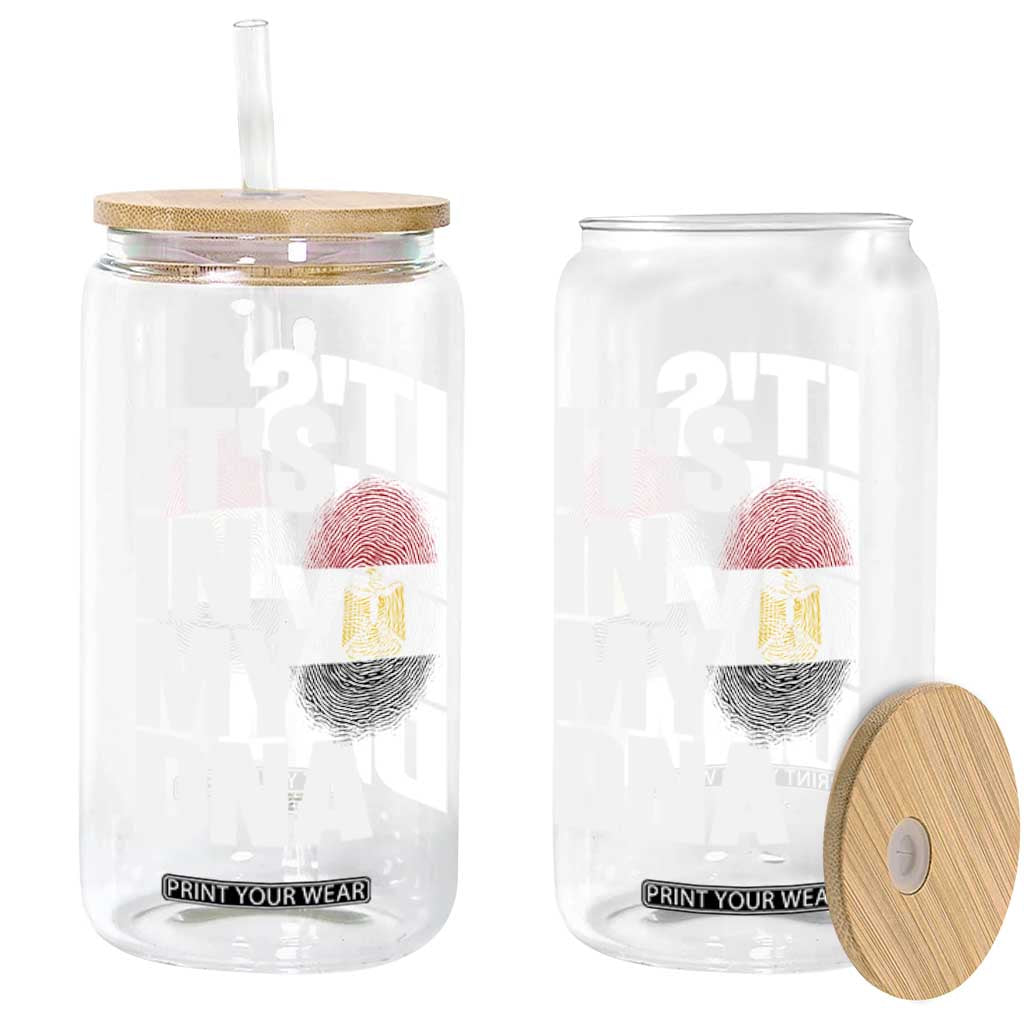 Egypt It's In My DNA Flag Fingerprint Graphic Glass Can Egyptian Heritage Pride Roots TS02 Print Your Wear