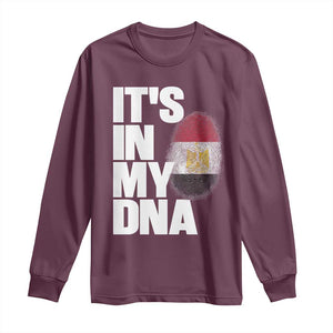Egypt It's In My DNA Flag Fingerprint Graphic Long Sleeve Shirt Egyptian Heritage Pride Roots TS02 Maroon Print Your Wear