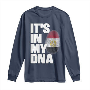 Egypt It's In My DNA Flag Fingerprint Graphic Long Sleeve Shirt Egyptian Heritage Pride Roots TS02 Navy Print Your Wear