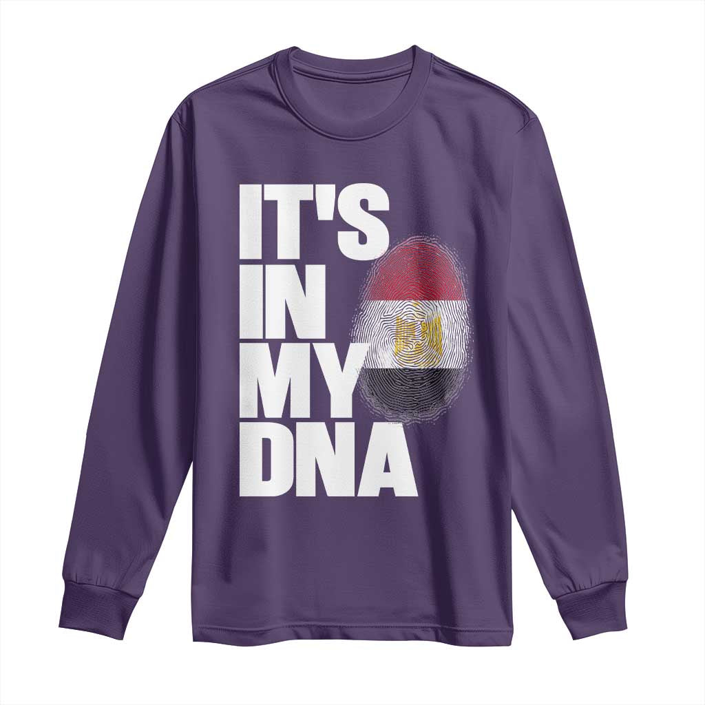 Egypt It's In My DNA Flag Fingerprint Graphic Long Sleeve Shirt Egyptian Heritage Pride Roots TS02 Purple Print Your Wear