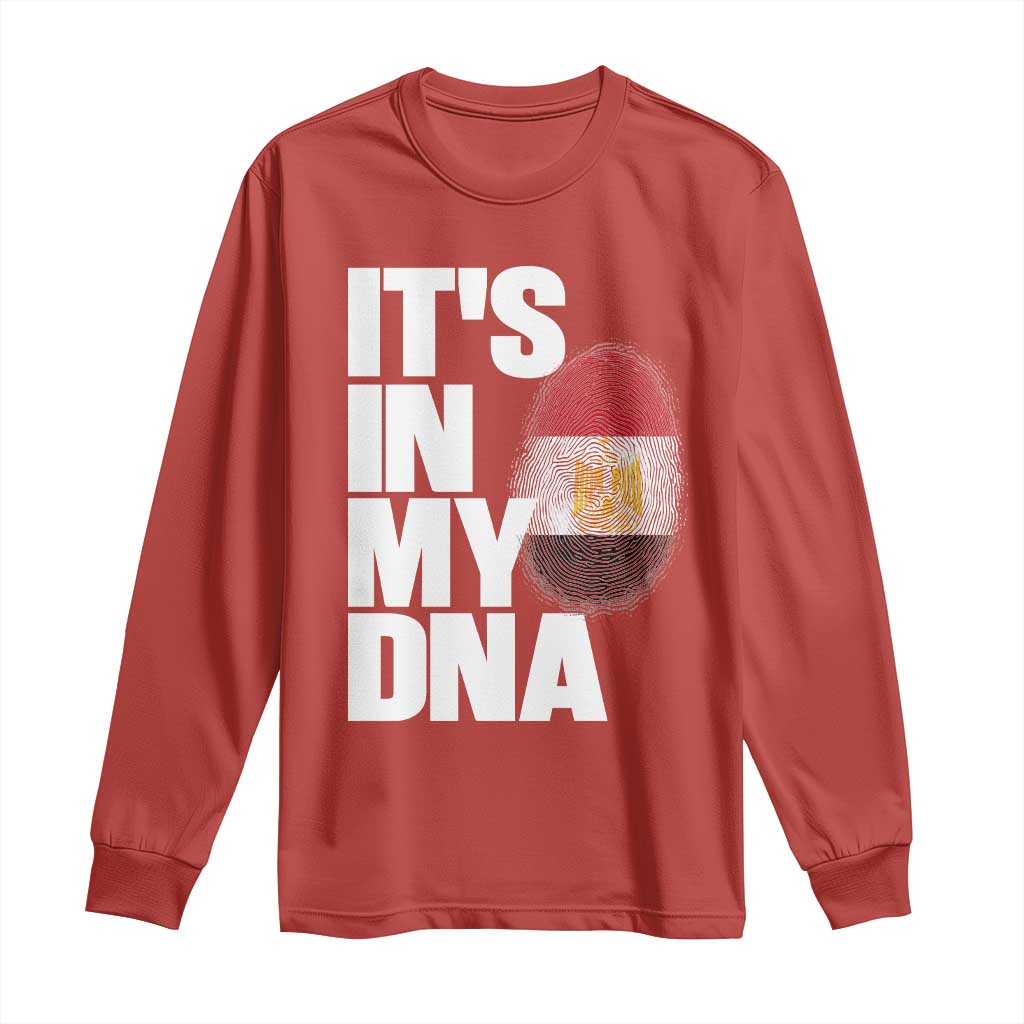 Egypt It's In My DNA Flag Fingerprint Graphic Long Sleeve Shirt Egyptian Heritage Pride Roots TS02 Red Print Your Wear
