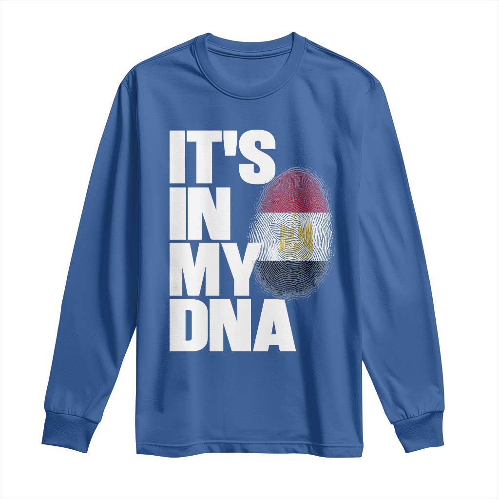Egypt It's In My DNA Flag Fingerprint Graphic Long Sleeve Shirt Egyptian Heritage Pride Roots TS02 Royal Blue Print Your Wear