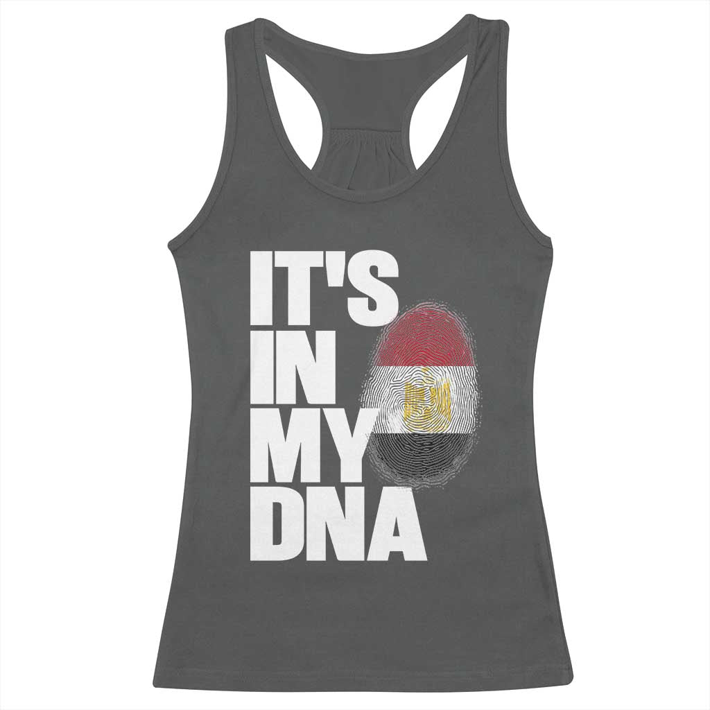 Egypt It's In My DNA Flag Fingerprint Graphic Racerback Tank Top Egyptian Heritage Pride Roots TS02 Dark Heather Print Your Wear