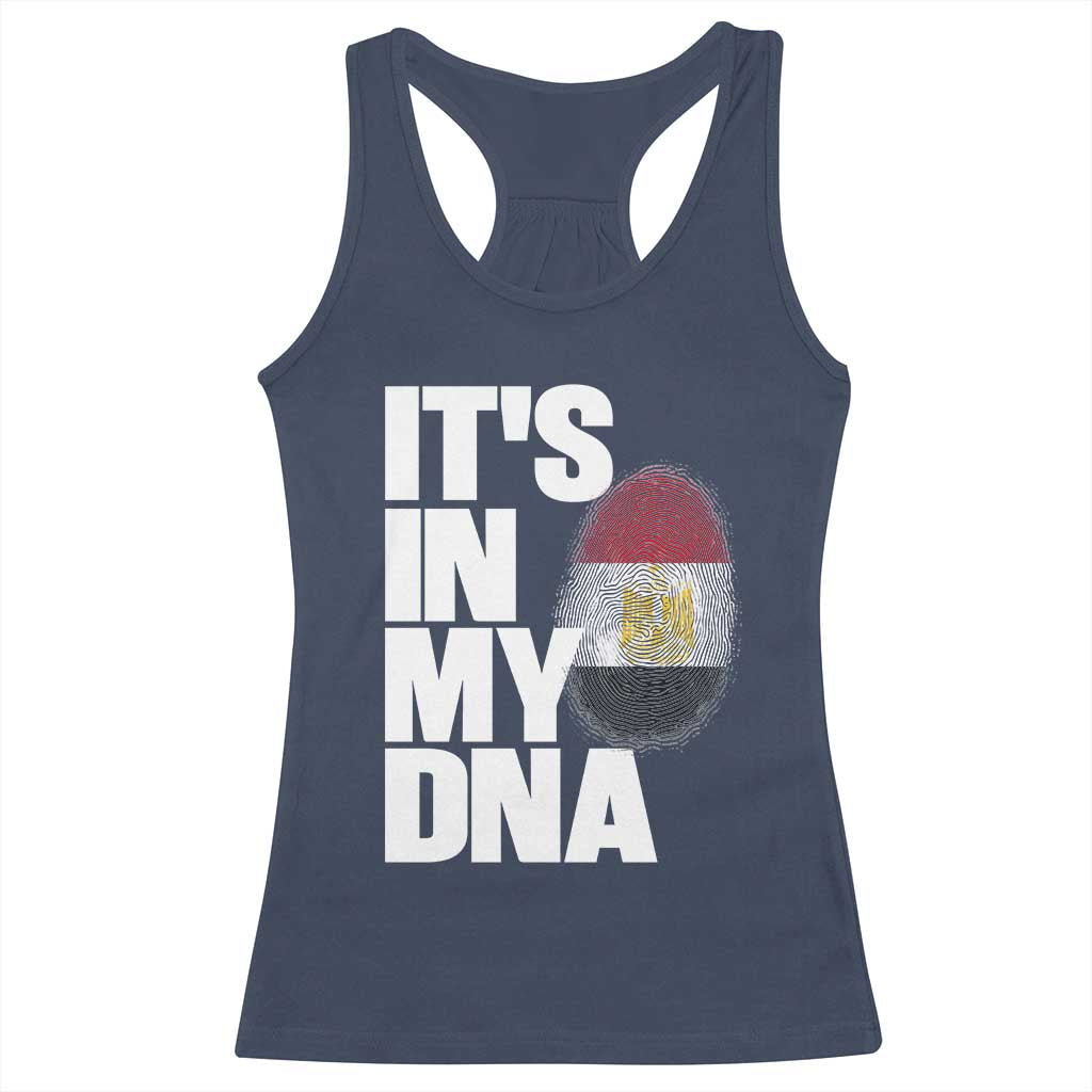 Egypt It's In My DNA Flag Fingerprint Graphic Racerback Tank Top Egyptian Heritage Pride Roots TS02 Navy Print Your Wear