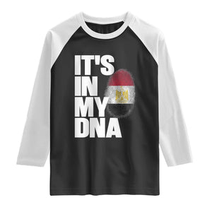 Egypt It's In My DNA Flag Fingerprint Graphic Raglan Shirt Egyptian Heritage Pride Roots TS02 Black White Print Your Wear