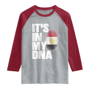 Egypt It's In My DNA Flag Fingerprint Graphic Raglan Shirt Egyptian Heritage Pride Roots TS02 Heather Gray Heather Red Print Your Wear