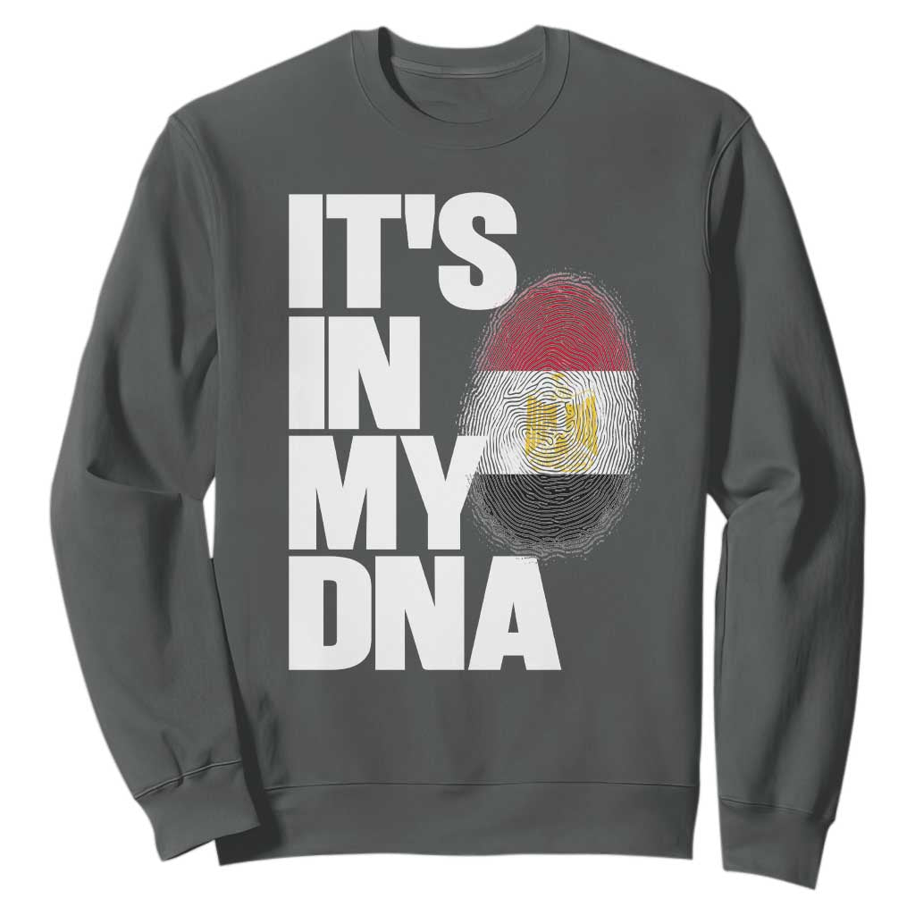 Egypt It's In My DNA Flag Fingerprint Graphic Sweatshirt Egyptian Heritage Pride Roots TS02 S Dark Heather Print Your Wear